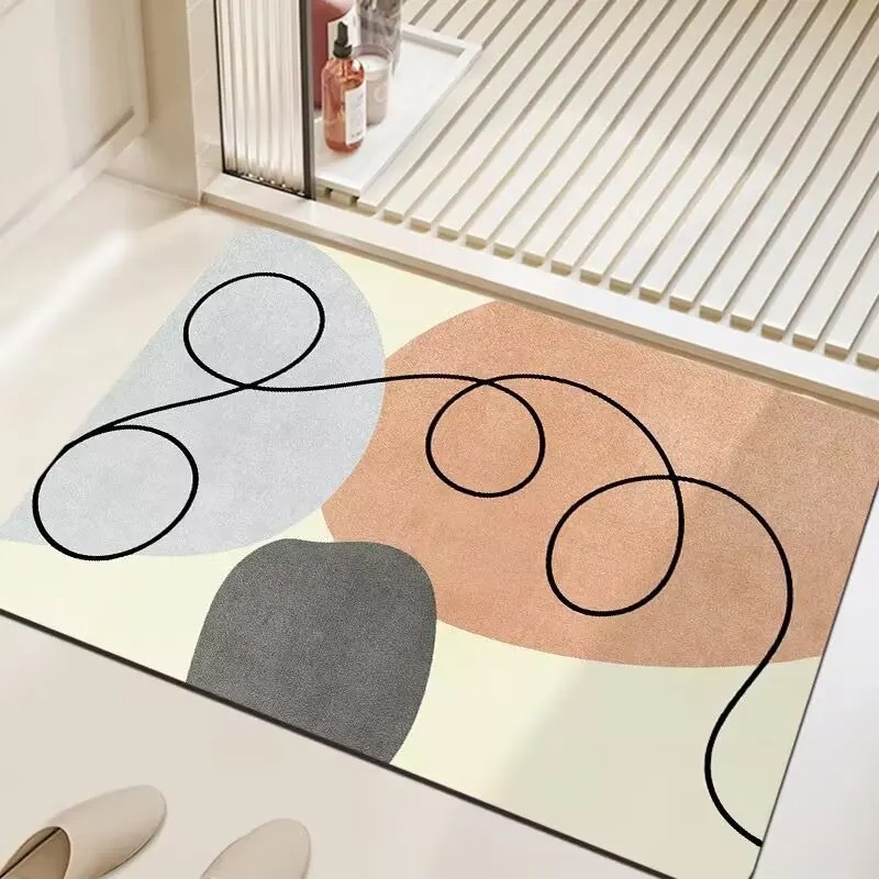Simple Illustration Pattern Door Front Mat Decoration Home Bathroom Floor Mat: 1 m2 / Blue