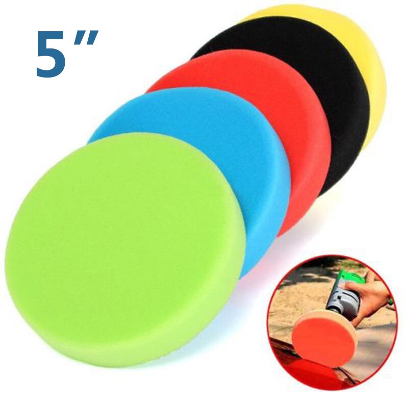 Almohadillas de pulido, Kit de limpieza, accesorios, disco redondo, esponja plana para pulir el coche, juego de esponja para pulir el vidrio de 5 pulgadas que detalla la encerar