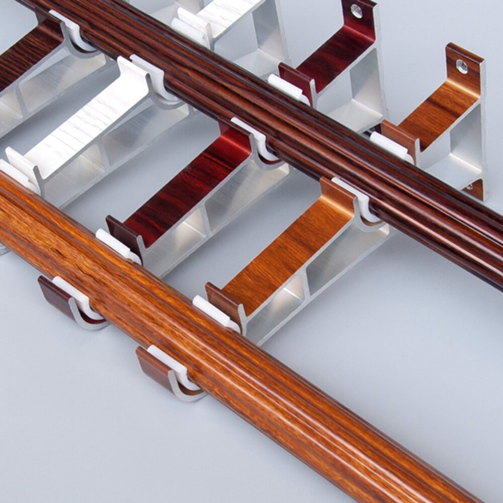2PCS Curtain Fittings Aluminum Alloy Double Bracket Fish Type Double Code Curtain Rod Bracket: As Shown
