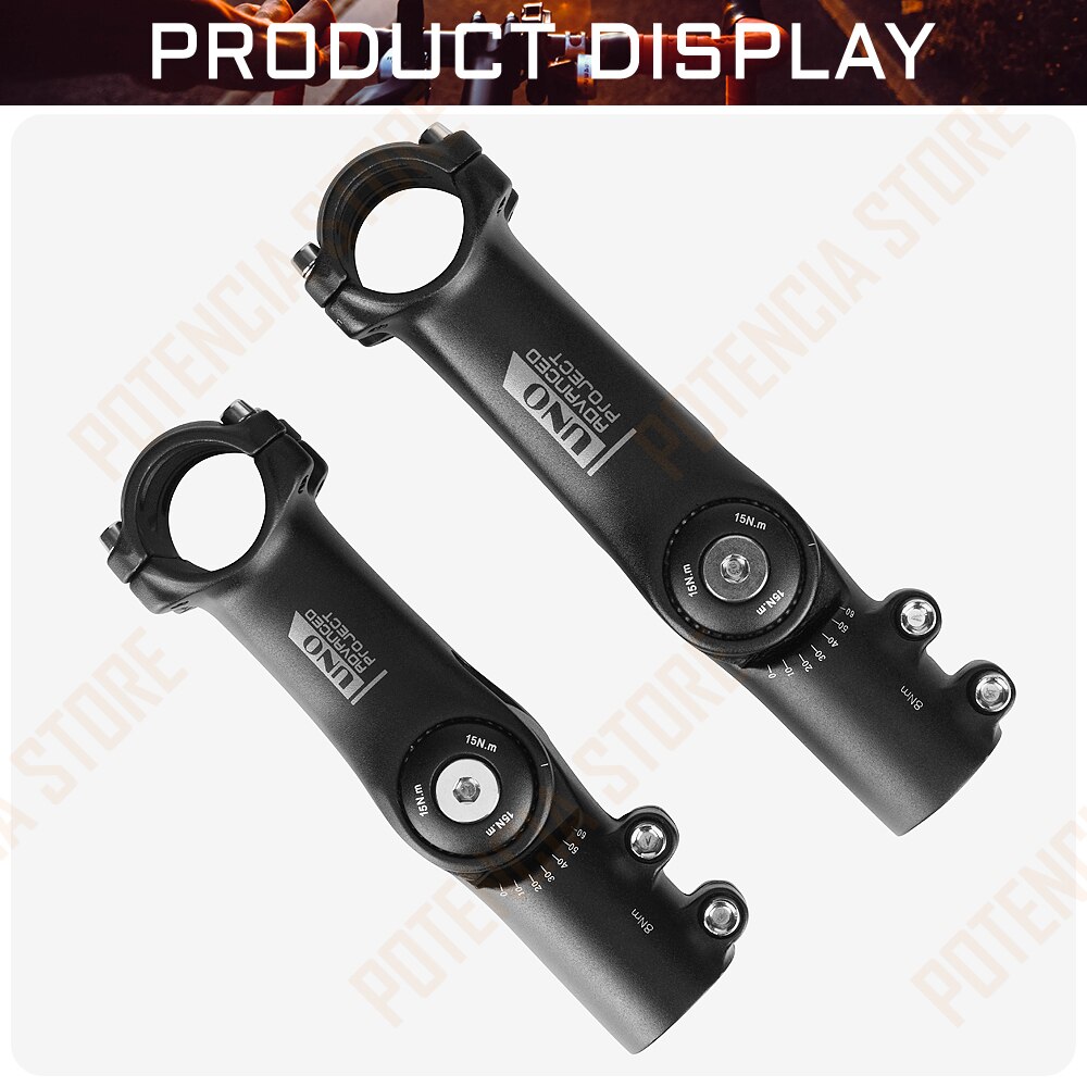 UNO Bicycle Stem Adjustable Angle Handlebar Riser Stem 31.8mm Aluminum Alloy Front Fork Kalloy Stem Mountain Bike MTB Power