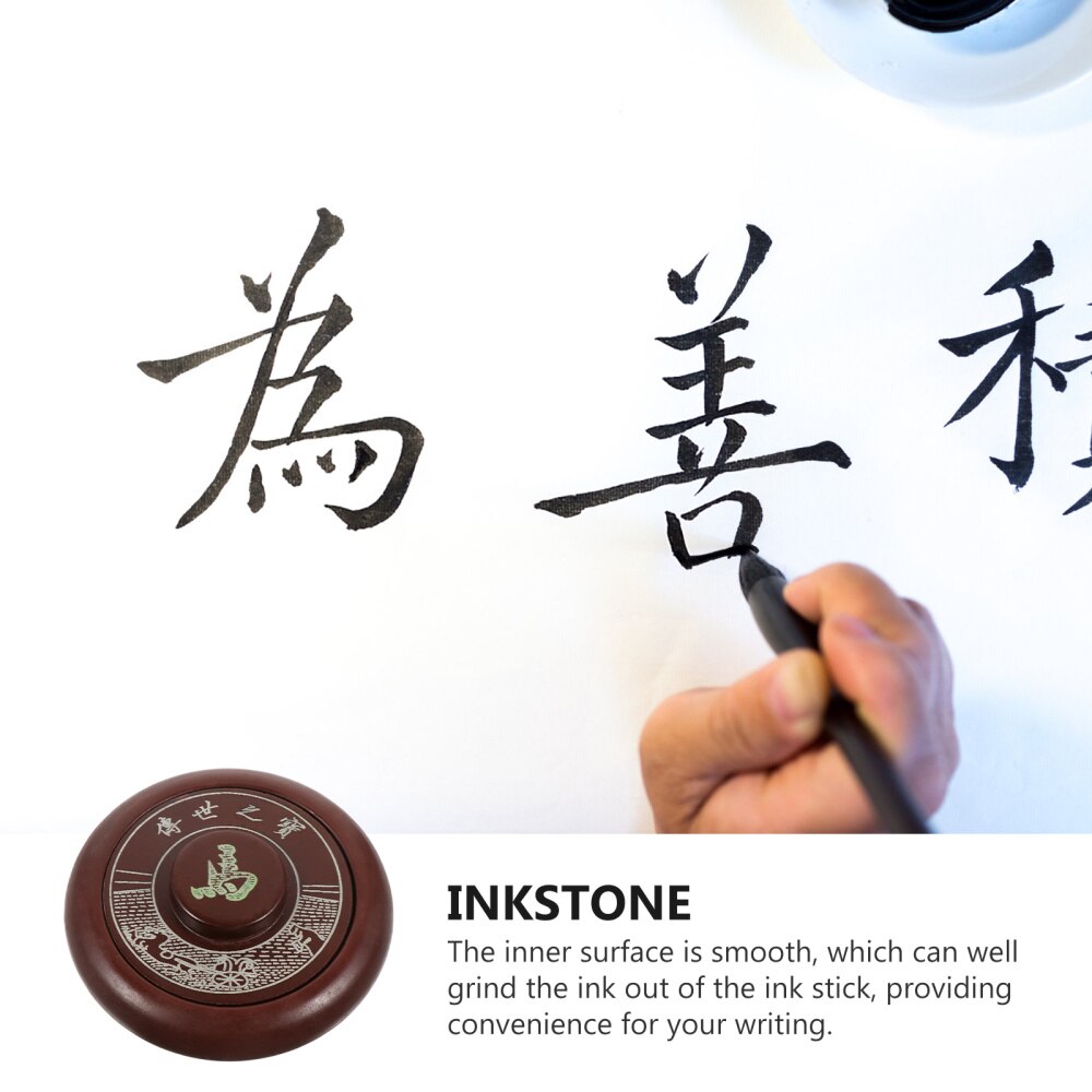 Simple Calligraphy Ink Stone Student Ink stone With cover Grinding Inkwell