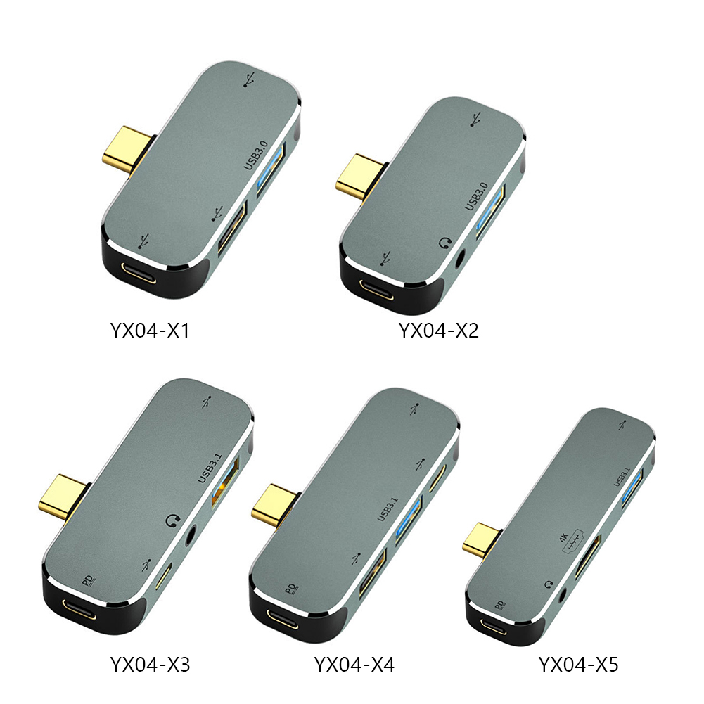 PC Computer Type-C Extension Hub 3.55mm Jack PD100W USB3.0/USB2.0/USB3.1 HDMI-Compatible USB Extender