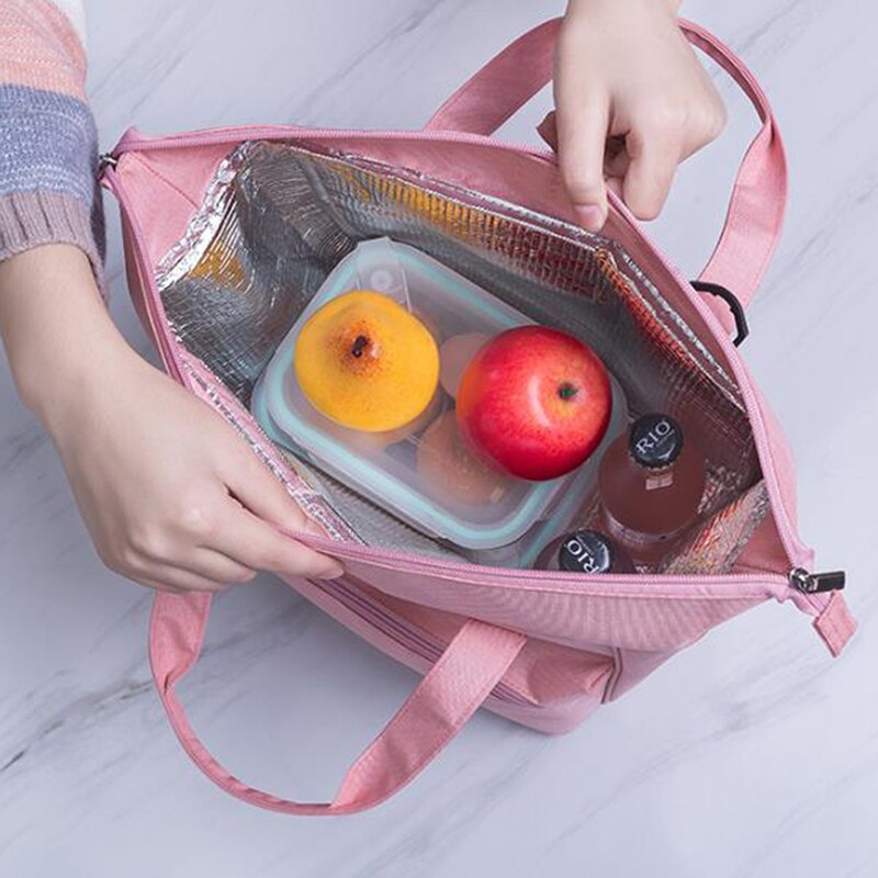 1Stck Frische Kühler Taschen Wasserdichte Nylon Tragbare Reißverschluss Thermische Oxford Mittagessen Taschen Für Frauen Bequem Mittagessen Kasten Tote Lebensmittel taschen