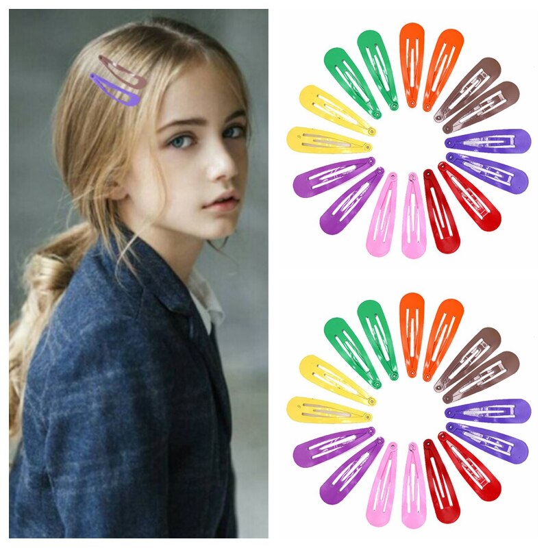 *Kid Girls Hair Clips Accessories Women Alloy Snap Hair Clips For Styling Teen Girl BB Hairpin Candy Colors Hair Clips For Girls