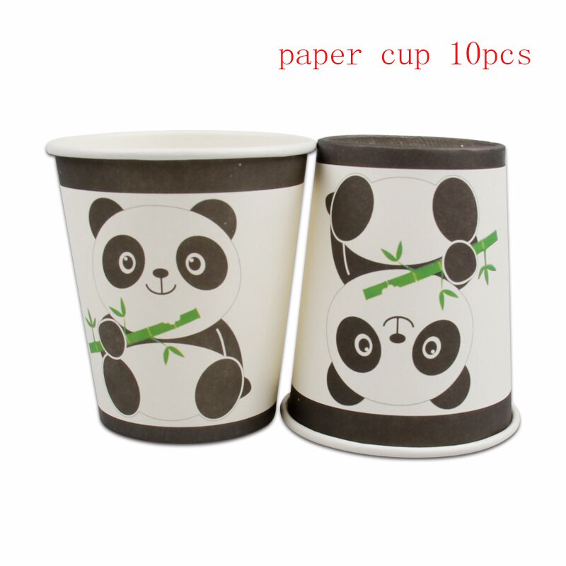10 pièces/ensemble Panda thème fête papier bannières drapeau bébé douche enfants joyeux anniversaire fête décor papier fanion vaisselle jetable: paper cup 10pcs