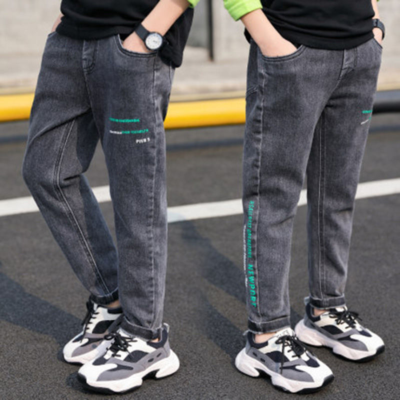 Primavera outono meninos jeans roupas de bebê calças clássicas crianças denim roupas menino casual bowboy calças compridas 3-14y: 4 T