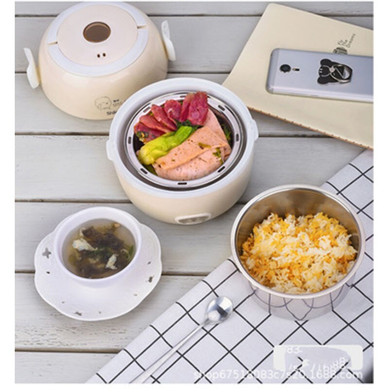 MINI Rice Cooker Thermal Heating Electric Lunch Box 2 Layers Portable Food Steamer Cooking Container Meal Lunchbox Warmer