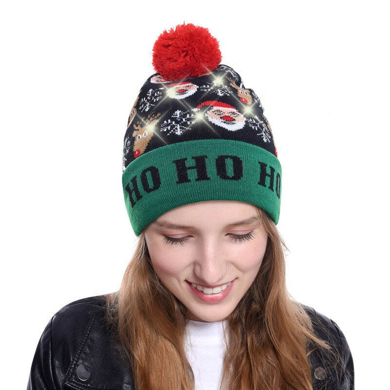 Vintermössor för kvinnor led light-up stickad ful tröja xmas jul mössa gorros mujer invierno bonnet femme