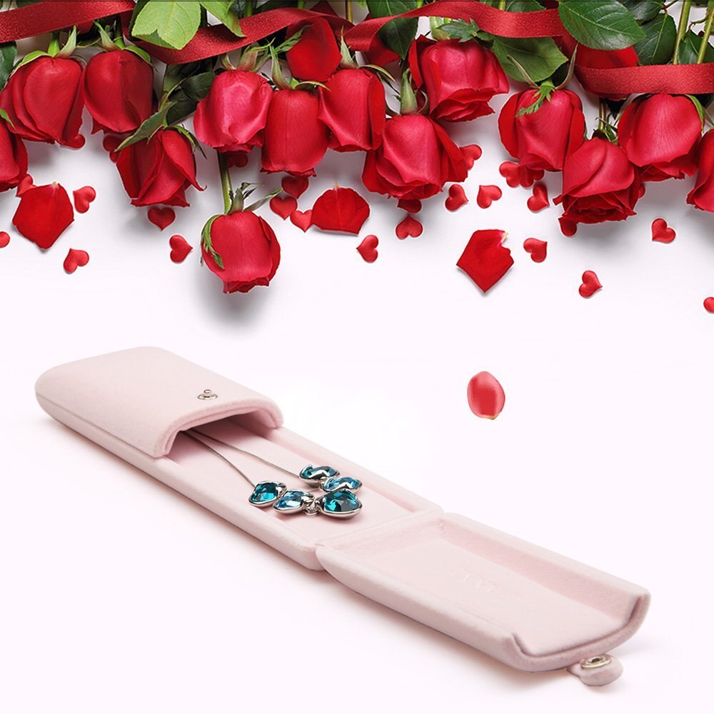 Fanxi Roze Fluwelen Sieraden Box Ring Hanger Ketting Armband Lange Ketting Display Opbergdoos Verpakking Wedding Party Showcase