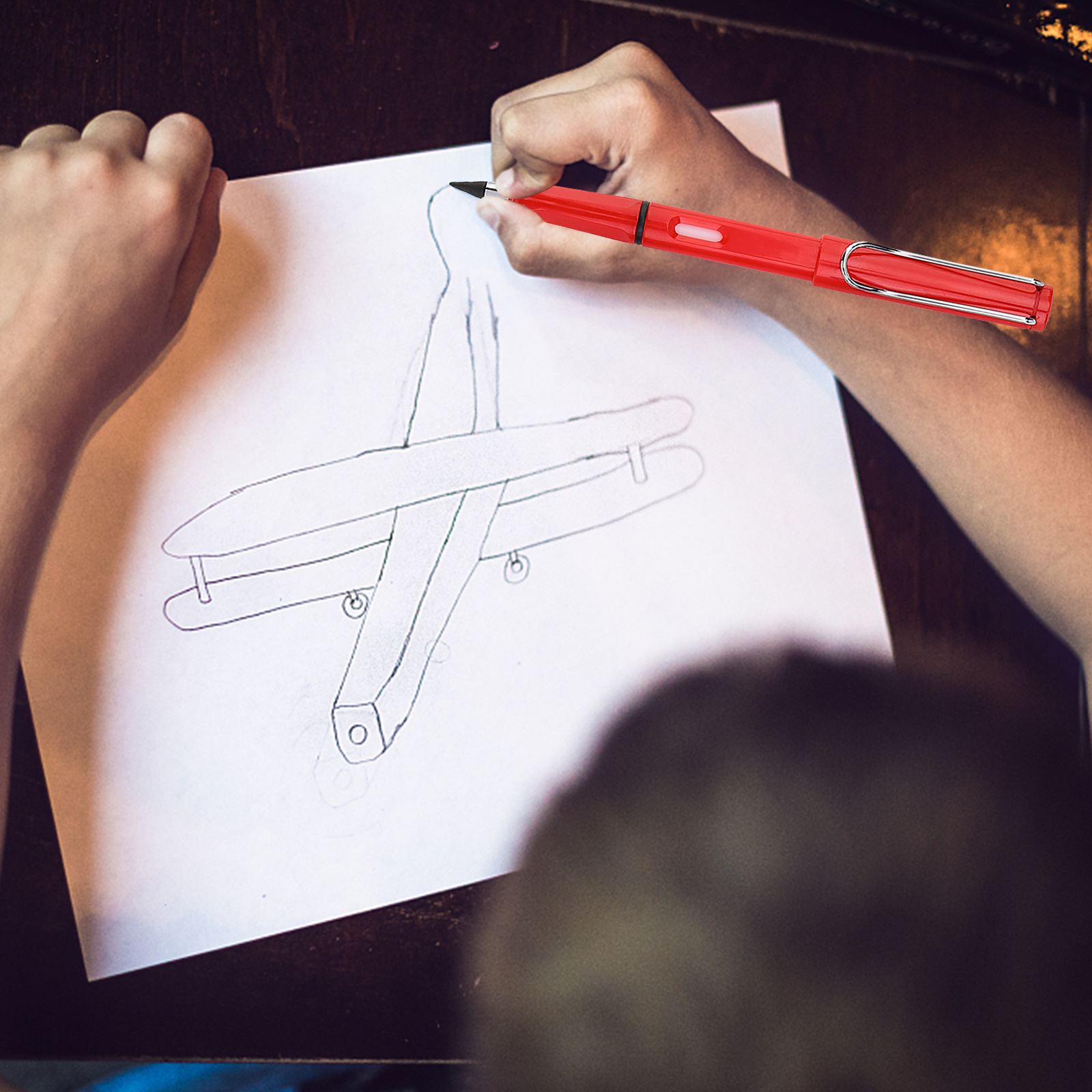 6PCS Inkless Pencil Removable Pen Nib Everlasting Pencil Signing Pen for Beginner Student Sketching Drawing