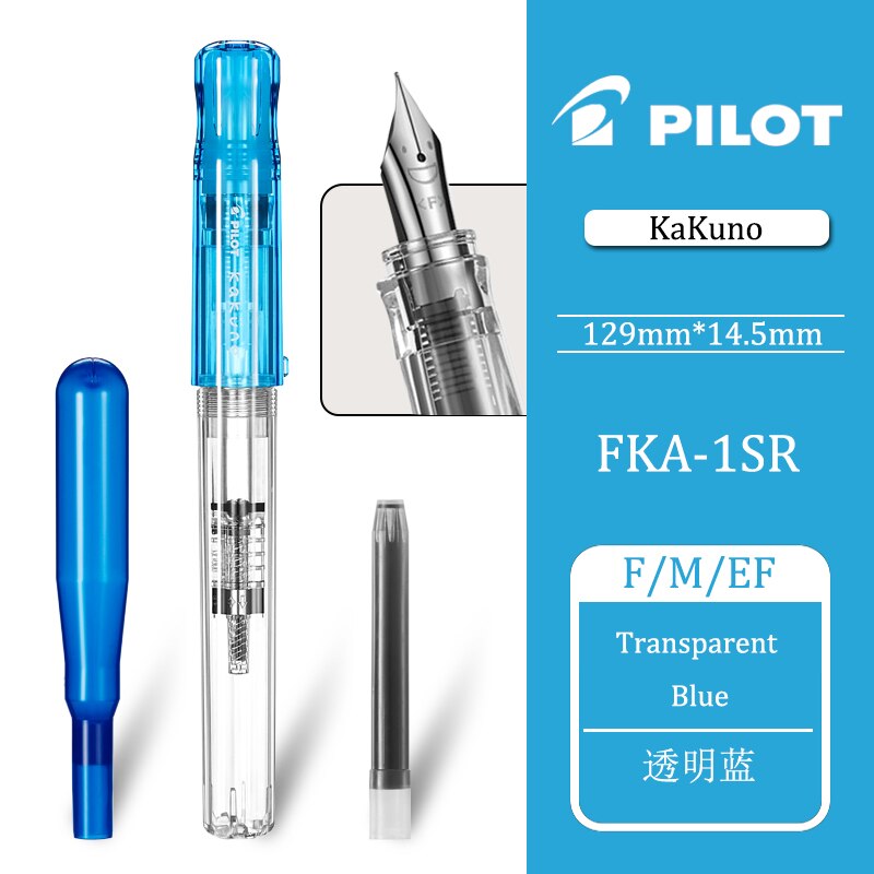 PILOT édition limitée KAKUNO Smiley stylo plume FKA-1SR spécial EF / F / M pointu bureau pratique échange de mots cartouche d'encre: blue / EF