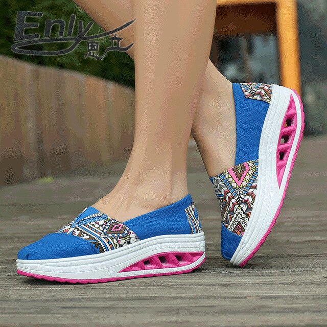 Platform schoenen dames hoogte verhogend 5cm slip-on loafers dames lage sneakers schokbestendig casual dames espadrilles: Ks66- blauw / 36