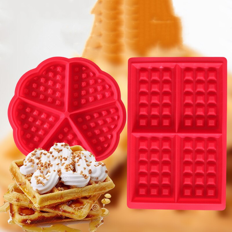 Silicone Waffle Mold Maker Non-stick Waffle Mold Kitchen Bakeware Cake Mould Makers for Oven High-temperature Baking Set