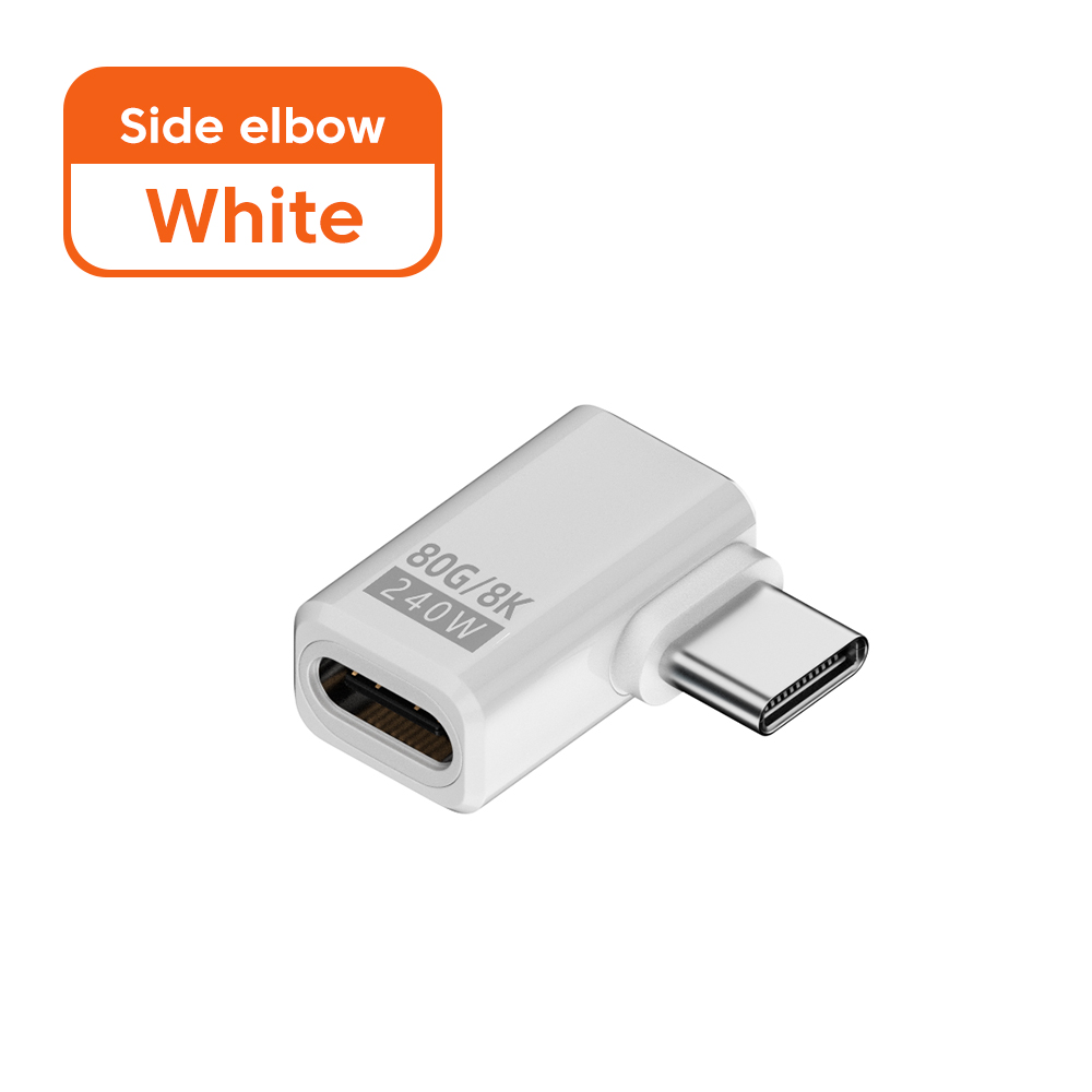Adaptador OTG de 240W USB 3,0 tipo C a tipo C 8K 80Hz USB C carga rápida 80Gbps transferencia de vídeo de datos para iPhone 16 Macbook 90 ° Codo: Verde