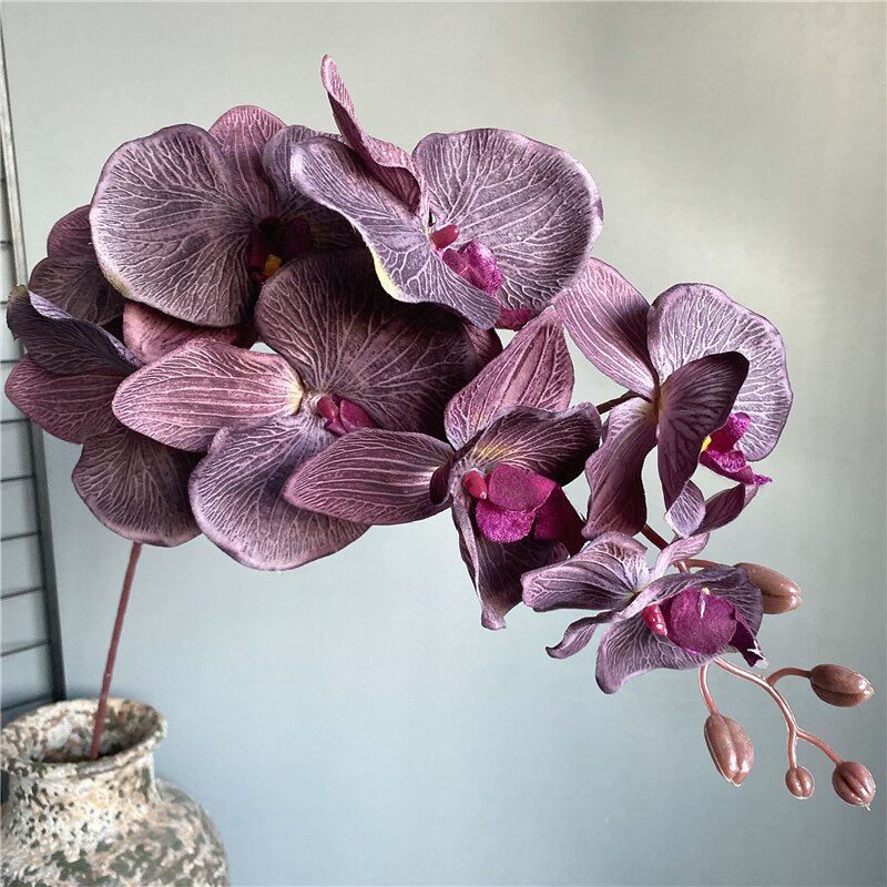 Orquídea Negra grande de 105cm, orquídea, flor de seda Artificial, Phalaenopsis para boda, jardín, decoración de habitación, flores artificiales: D