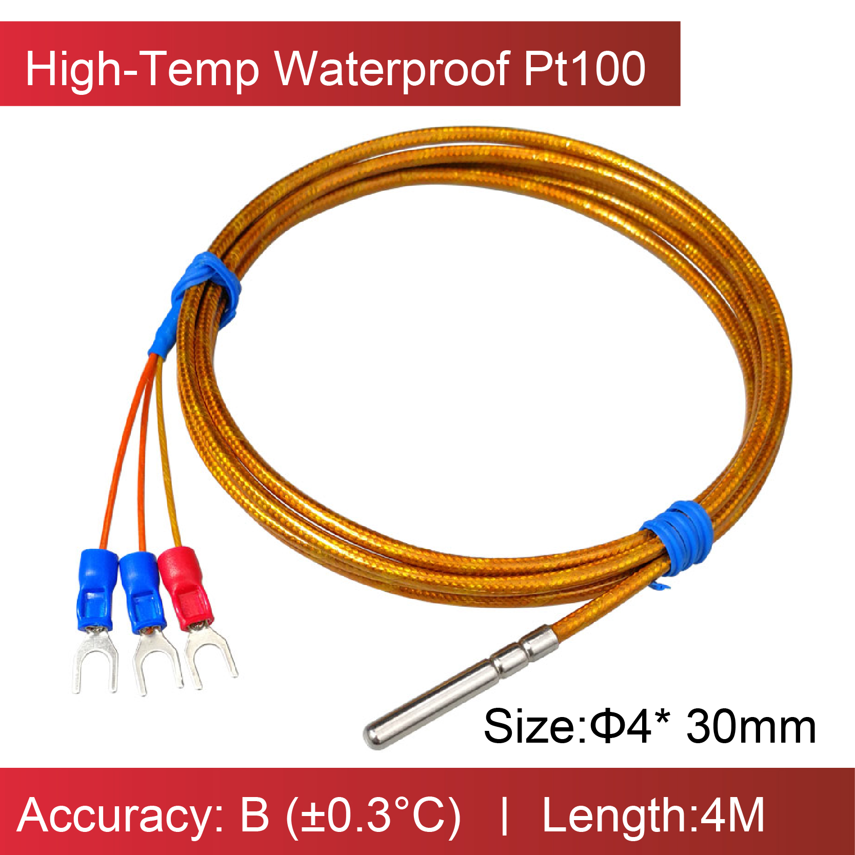 PT100 Temperature Sensor RTD Probe 350°C Platinum Resistance Waterproof High Temp Sensor Kapton Insulated Industrial Measuring: MULTI