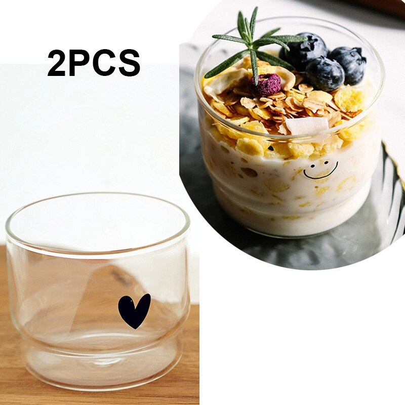 2PCSX300ML Handmade Pyrex transparent Milk Cup Yogurt Cup can be Folded into Transparent Baked Pudding Water glass Cup: Default Title