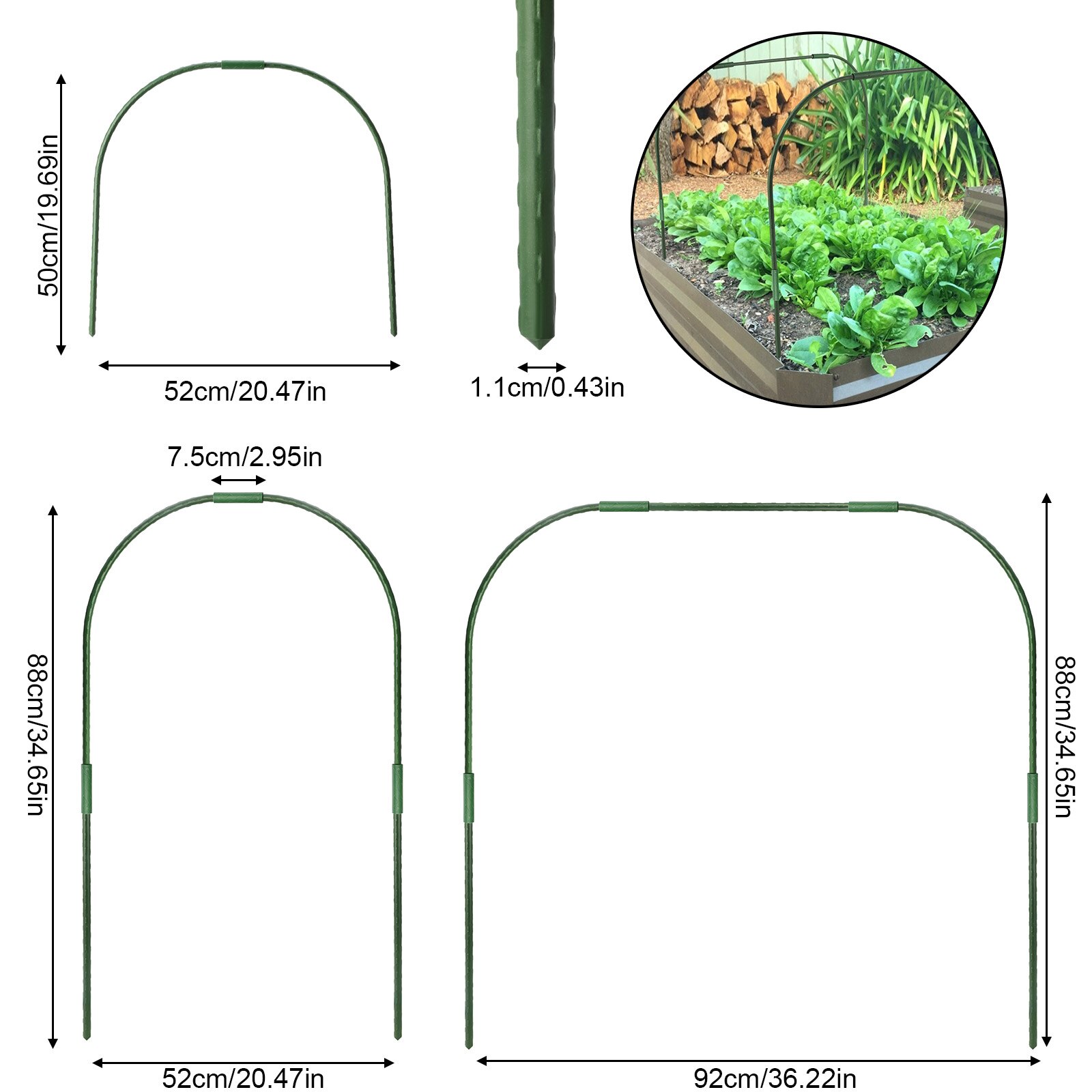 For Plants Row Cover Garden Hoops Sturdy 11 Mm Raised Beds Netting Portable Durable Planting Support Frame