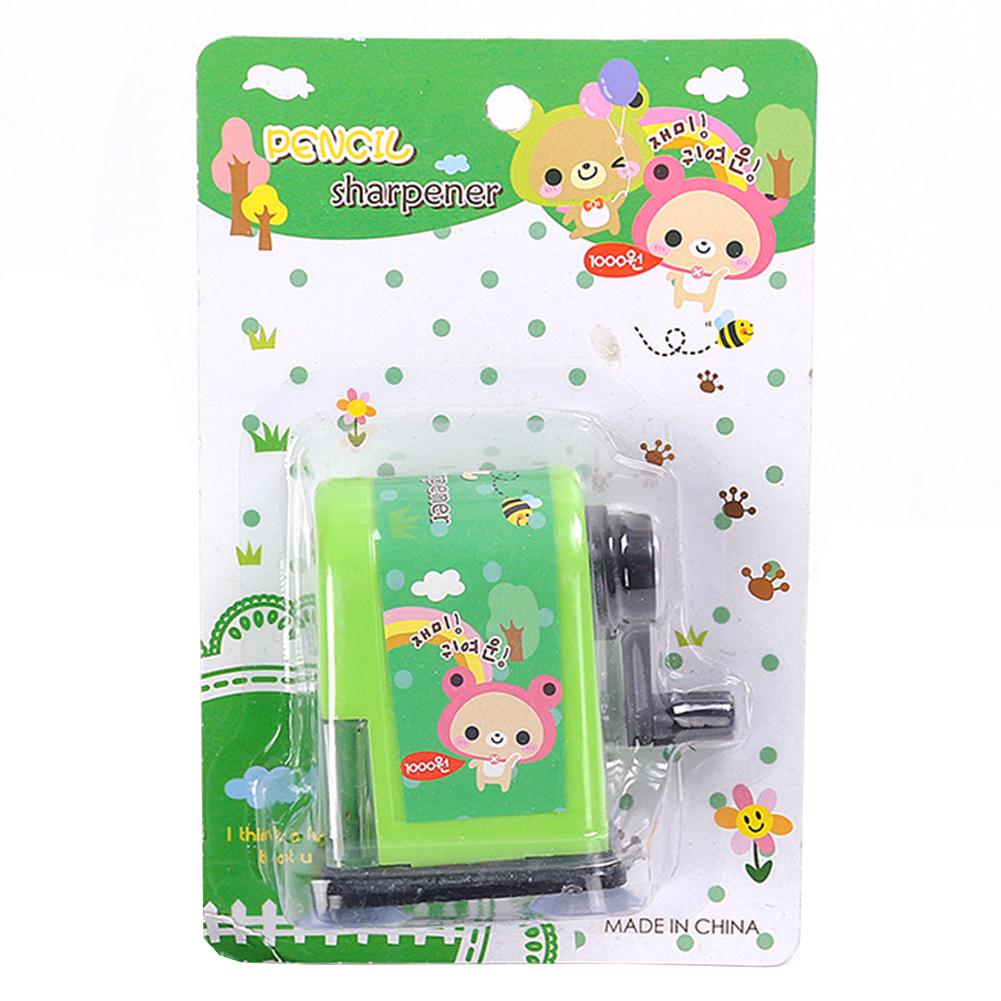 Sacapuntas Manual de mano para niños, sacapuntas de dibujos animados, artículos de papelería para el hogar y la escuela para estudiantes: Green