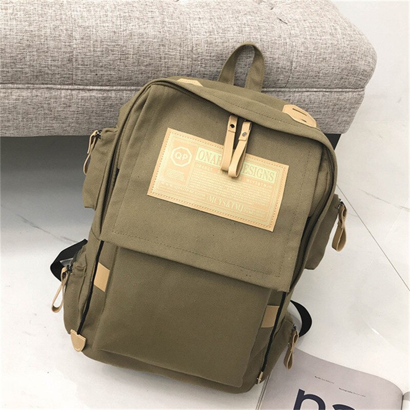 Mode Canvas Rugzak Vrouwen Schoudertas Schooltassen Voor Tiener Meisjes Jongens Casual Reizen Rugzak Zwart Mochila Sac A Dos: khaki