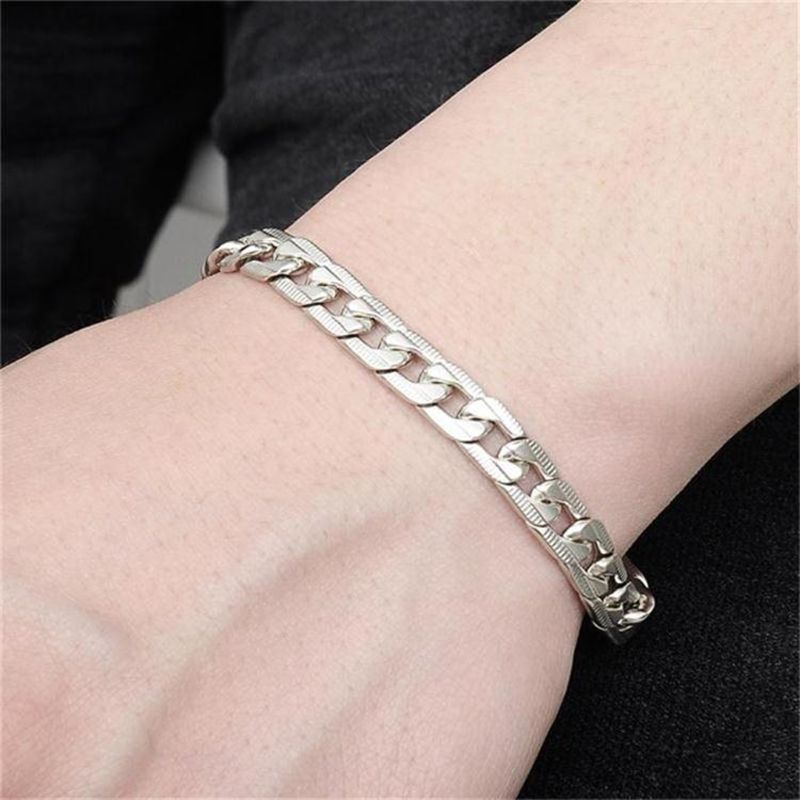 Mannen Roestvrij Stalen Armband 9Mm Breedte Curb Chain Link Armband Mode-sieraden LX9E