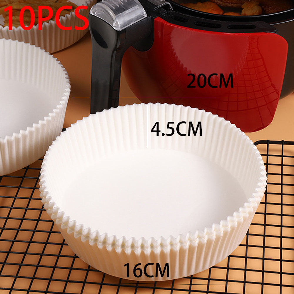 10/25/50Pcs Papel Airfryer Bakpapier Wegwerp Papier Liner Non-stick Olie-Proof Oven pad Kom Mand Keuken Accessoires: 10PCS White