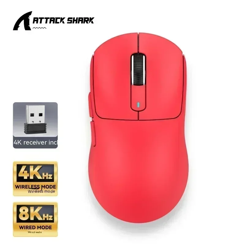 Attack Shark X3 PRO Gamer Accessories Paw3395 2.4G Wireless Low Delay Lightweight E-Sports Three Mode Bluetooth Wireless Mouse: Yellow