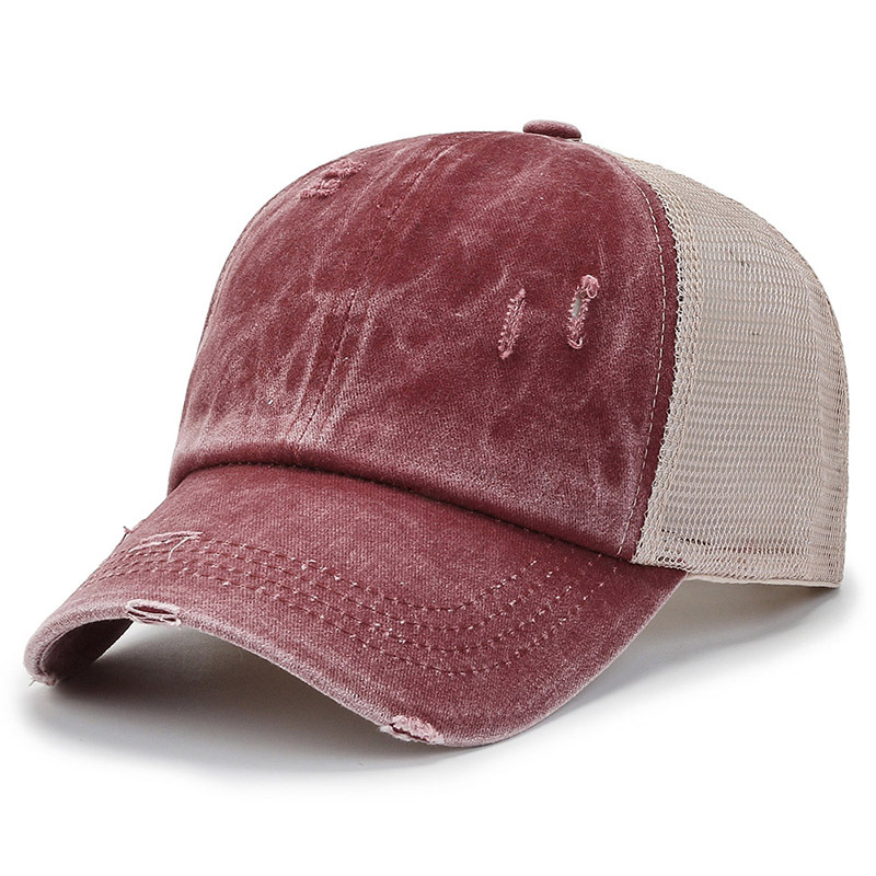 Gorra de béisbol de malla negra para mujer, sombrero de camionero, Snapback Vintage, tamaño ajustable: Sandía roja