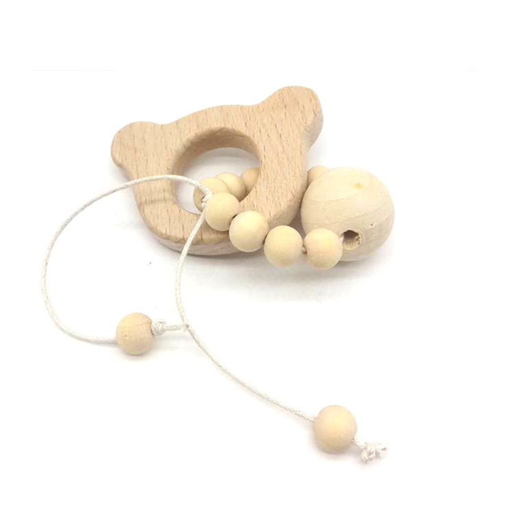 Baby ammande armband trä bygel silikon pärlor barn tand trä skaller leksaker baby teether armband ammande leksaker: Björn