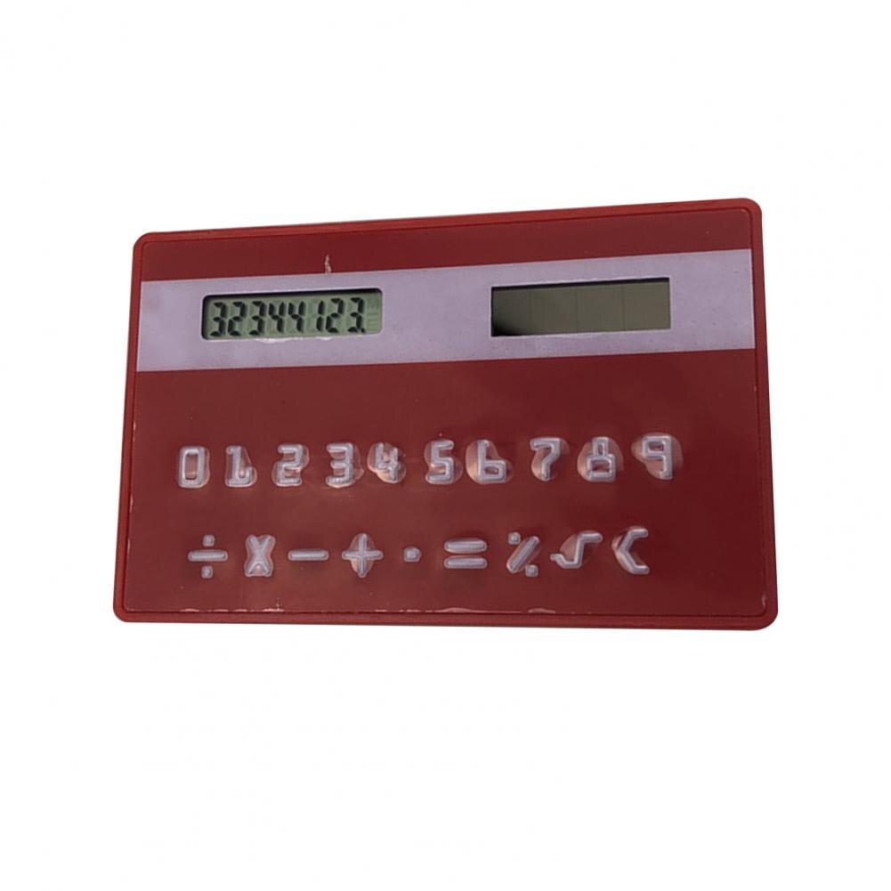 Handheld 8 Cijfers Elektronische Rekenmachine Card Type Zonne-energie Zakrekenmachine Student Elektrische Mini Rekenmachine Калькулятор: Rood
