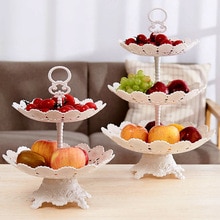 Montage 3 Tiers Plastic Fruit Platen Hollow Out Wit Cupcake Display Stand Voor Verjaardag Wedding Party Snack Plaat