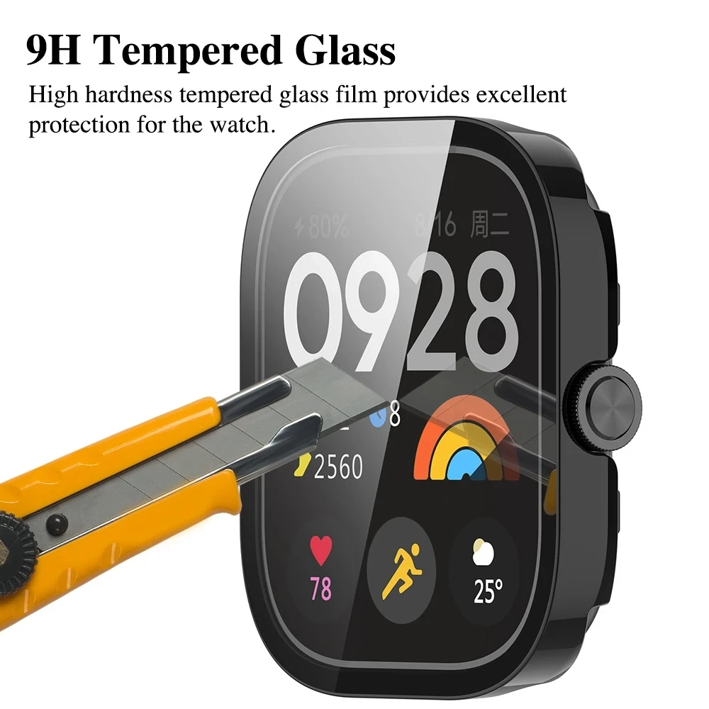 PC-Gehäbenutzen + Glas für Xiaomi Redmi Uhr 4 3, gehärtetes Glas, kratzfeste Folie, Stoßstangenschutzhülle für Redmi Uhr 3 aktiv/3Lite