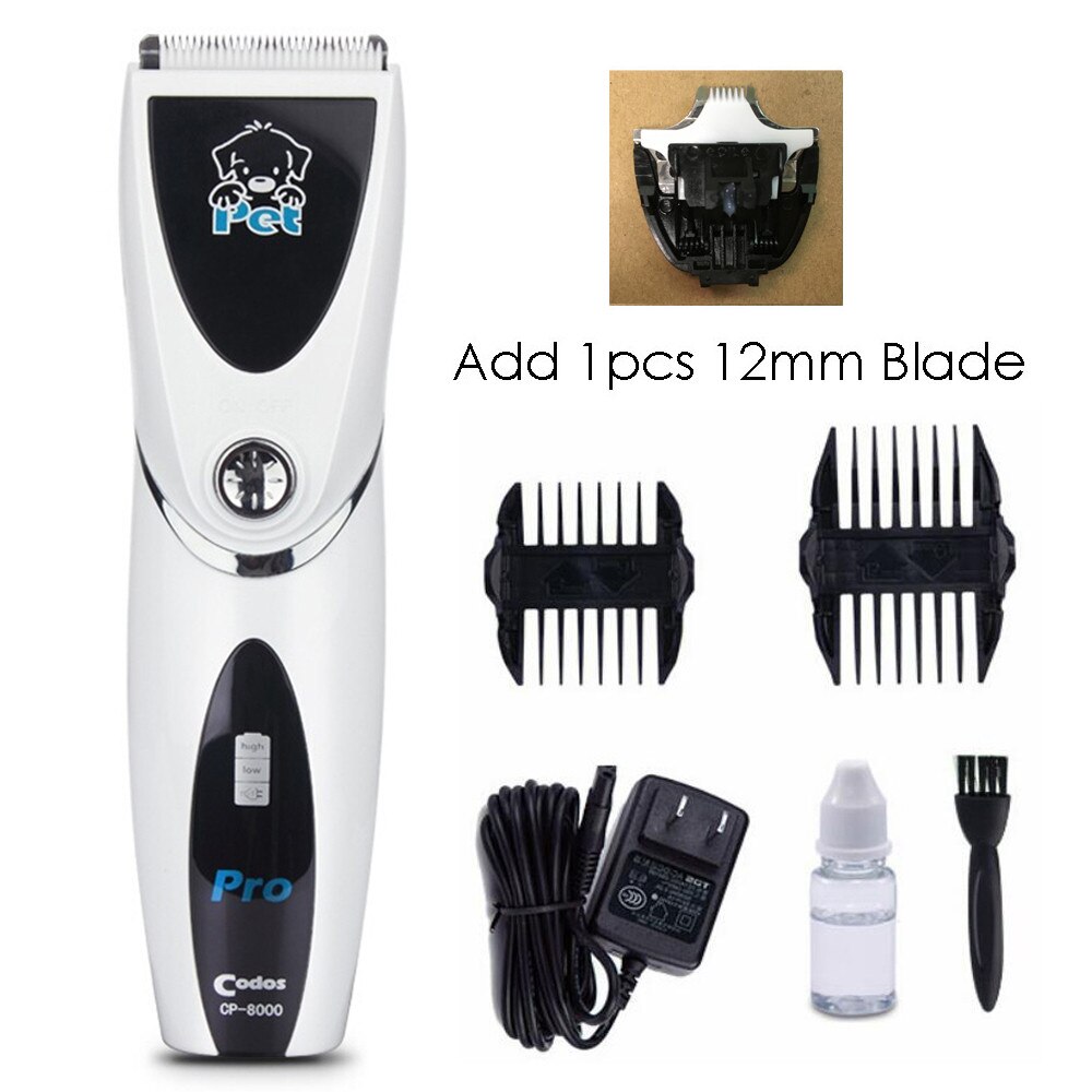 Codos CP8000 Elektrische Hond Haar Trimmer Professionele Grooming Clipper Oplaadbare Kat Hond Scheerapparaat Kapsel Machine voor Groomer: Add 1pcs 12mm Blade