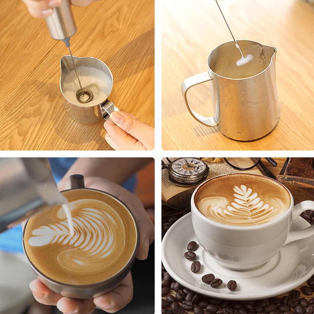 Elektrisk batteridriven visp kaffemjölkmixer omrörare skummare äggvisp