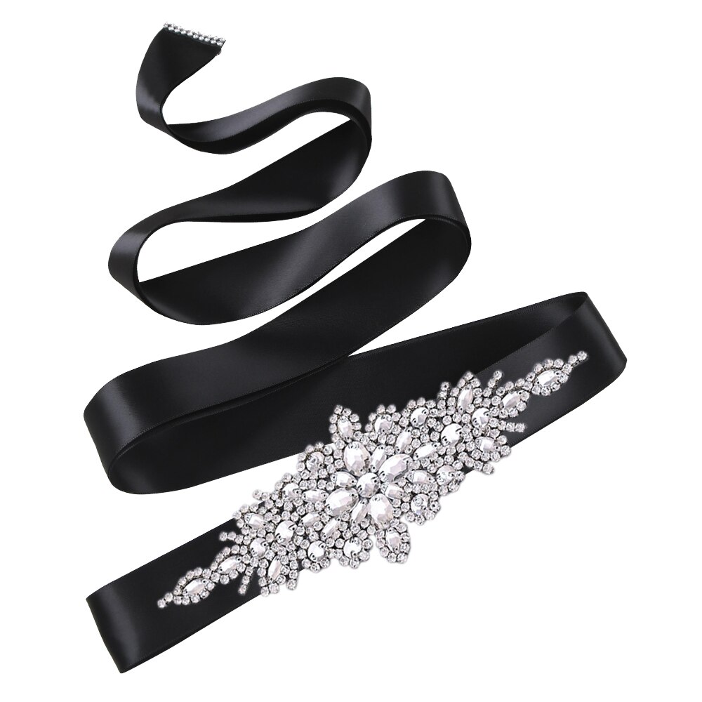 Topqueen  s01 brudebelte kvinner aftenkjole tilbehør perlebelte bredt rhinestone brudebelte brudebelte glitterbelte: Svart