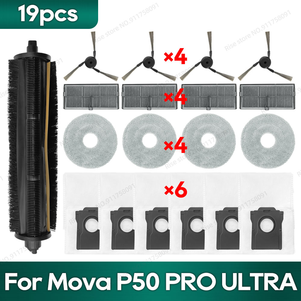 Compatibile con Mova P50 pro ultra, Mova P10 pro ultra, MOVA P10 ultra Accessori Tricut spazzola Filtro Hepa Mocio Sacchetto per la polvere in tessuto: Luce Verde
