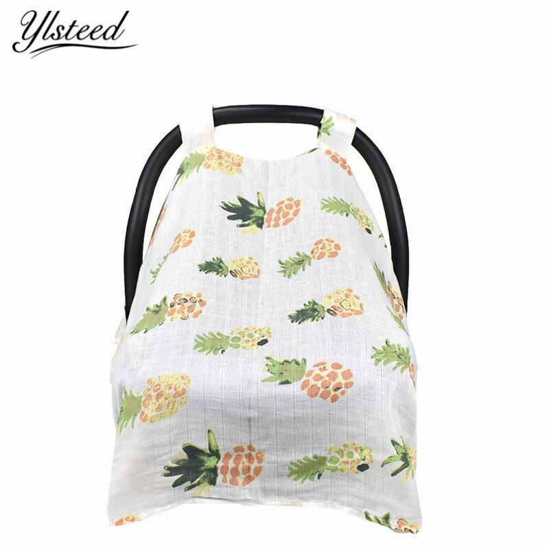 Muslin Cotton Floral Baby Car Seat Cover Canopy Multi-Use Stroller Cradle Sunscreen Canopy Carseat Cover Shopping Cart Cover