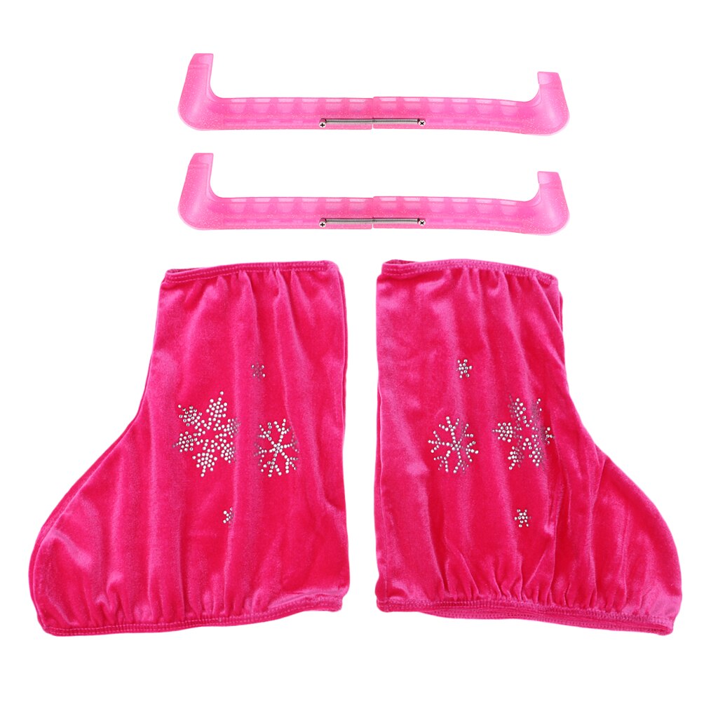 Ice Skates Guards Adjustable Blade Guard with Skating Boots Cover Overshoes Velvet Pink