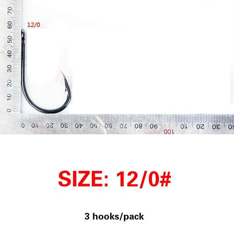 Mustad fiskekrokar 10827np- bn karp krok 1# 1/0 -12/0 södra olje jätte hav taggad fisk krok svart fisk: 12 0