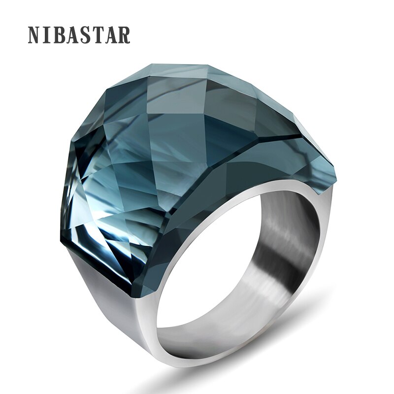 Mode Vrouwen Luxe Big Crystal Sieraden Ring Voor Vrouwen 316L Rvs Trouwringen Met Stenen