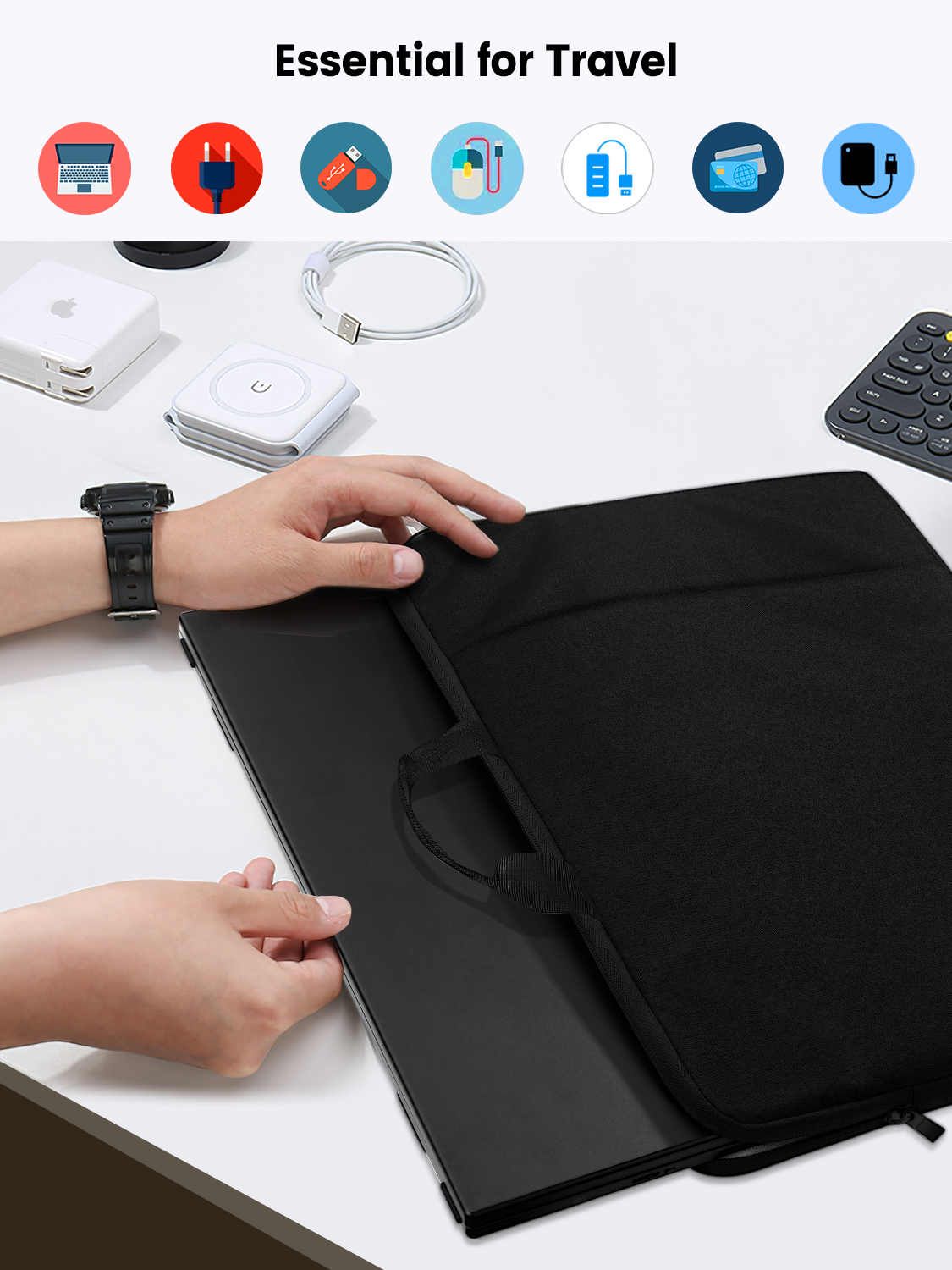 UPERFECT - Funda para portátil de 24 pulgadas, funda de transporte para monitor, compatible con iMac, pantallas LCD, bolsa de viaje para almacenamiento de ordenador de escritorio con bolsillo para accesorios