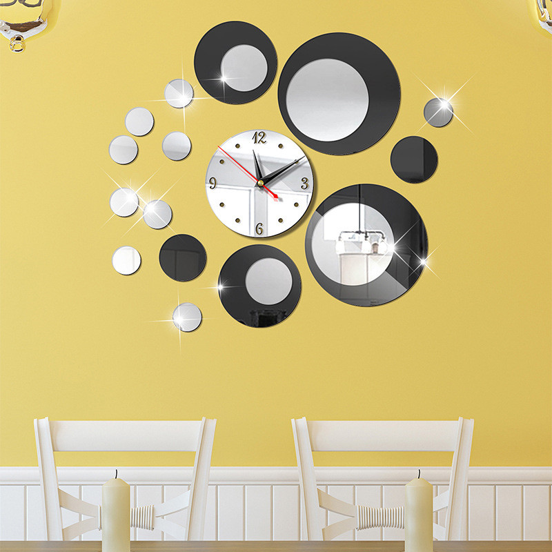 2 Styles Circular art scale Wall Clock Frame Mirror Surface Wall Stickers Children Bedroom 3D DIY Wall Decoration Detachable Art