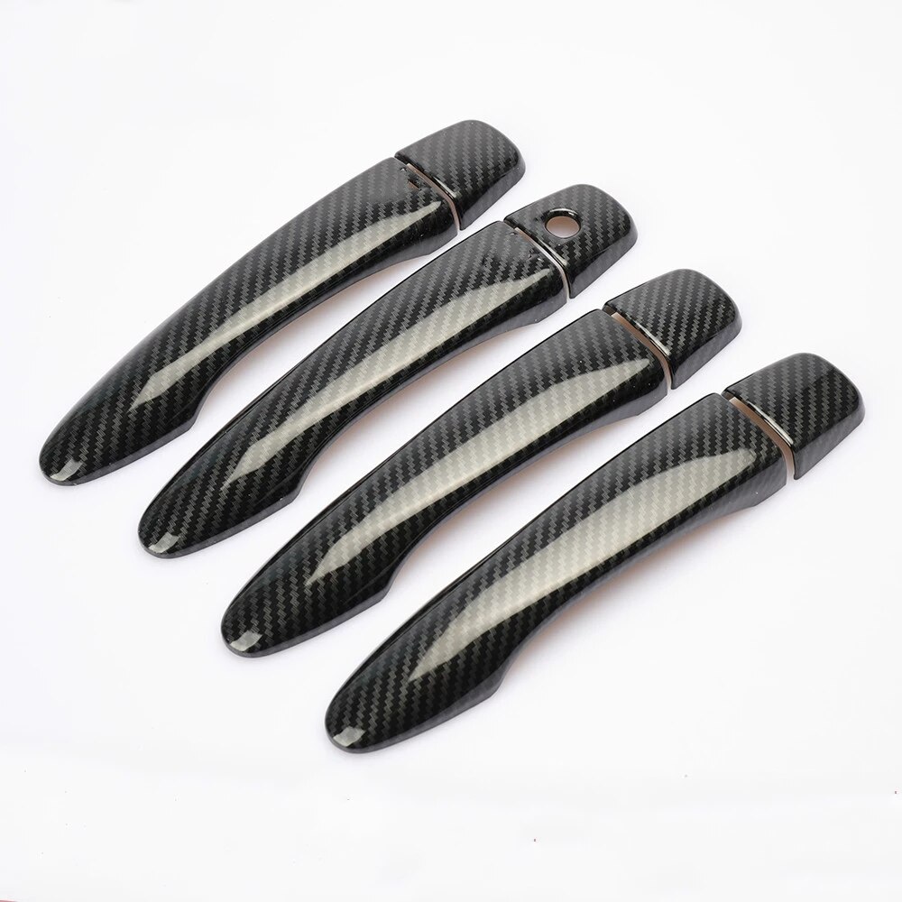 For Nissan Maxima A36 Chrome Car Door Handle Cover Carbon Fiber Black Trim Styling Stickers Auto Accessories: black 0 button