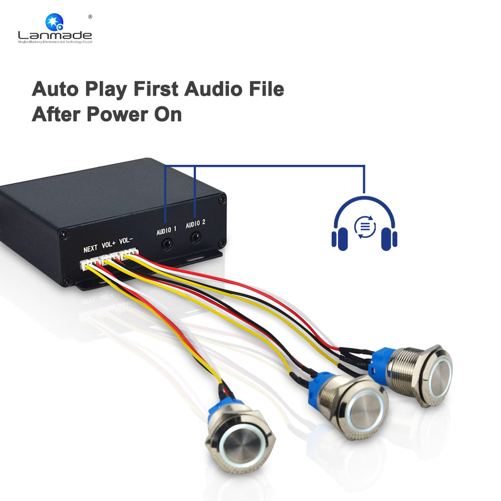 MPC100-AUDIO 3.5mm 2 audio output LED Push Button USB/TF Audio Player