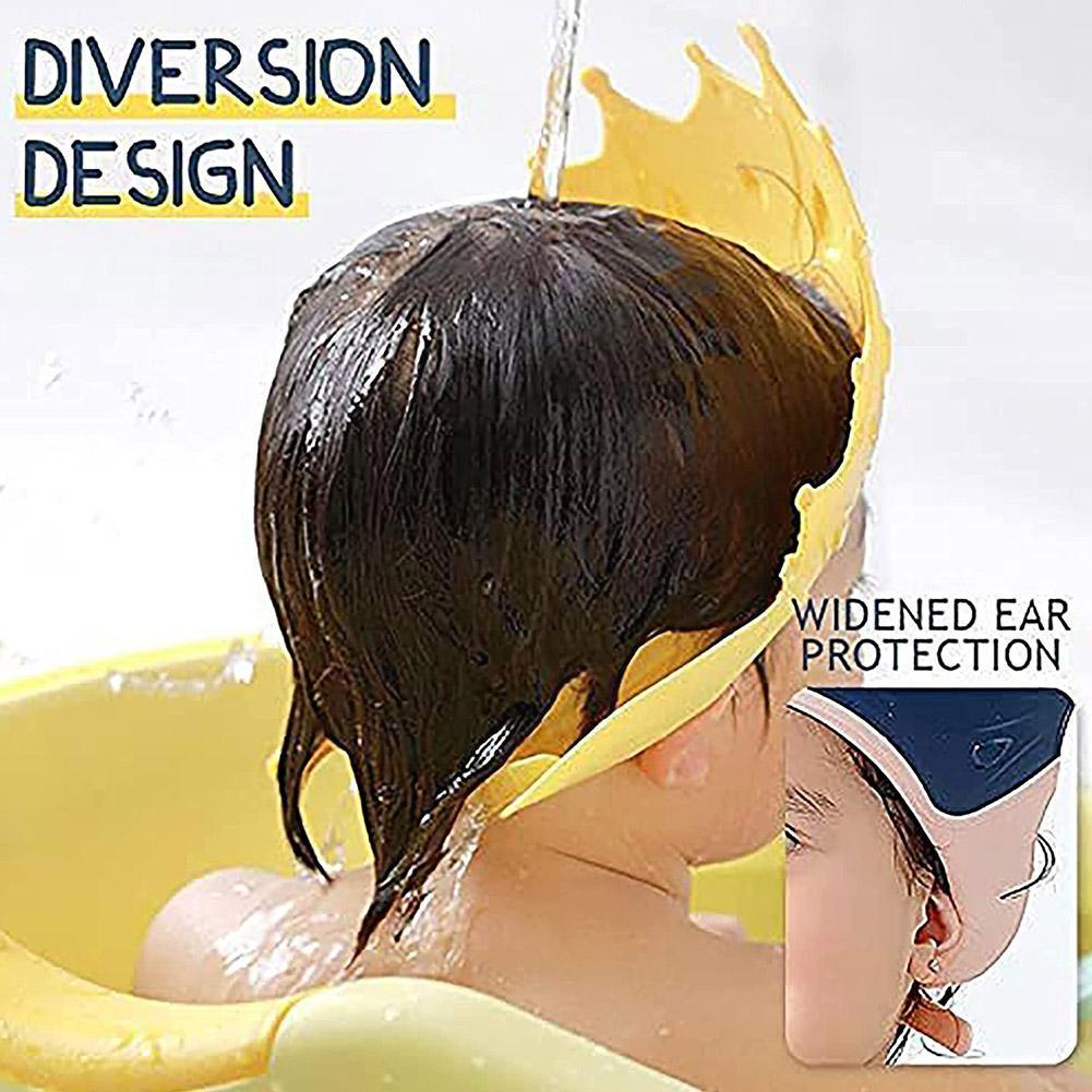 Casquette de douche avec couronne ajustable pour bébé, chapeau de shampoing, de bain et de lavage des cheveux, protège les enfants, empêche l&#39;eau de pénétrer dans les oreilles, C7v4