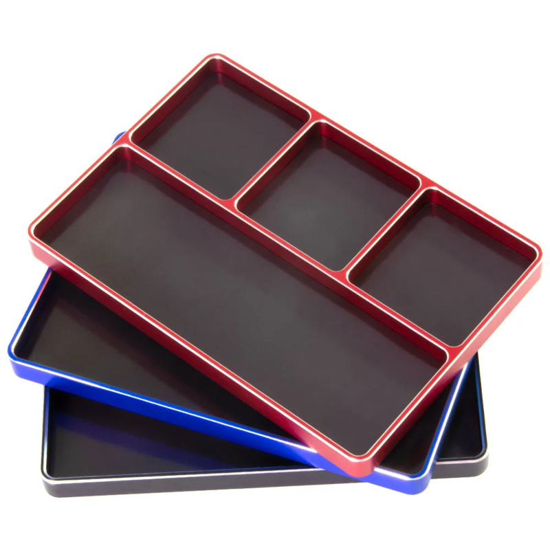 Bandeja de tornillos para herramientas de coche RC, caja de tuercas con imán para TRX4 scx10 HSP 94111 94123 wltoys 144001 Tamiya tt02 arrma Kraton tyfón