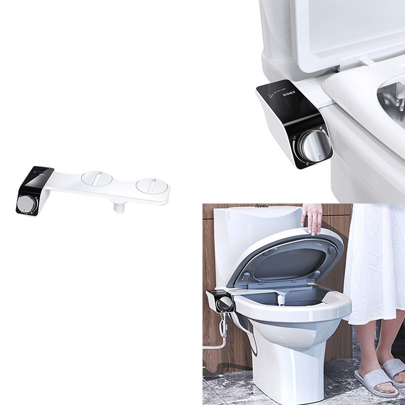 Bidet Toilet Seat Attachment Ultra-Dunne Niet-Elektrische Zelfreinigende Dual Nozzles Wassen Koud Water