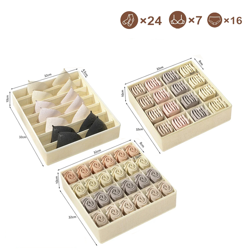 1-2Stck Unterwäsche Lagerung Boxen Socken Kleidung Lagerung Organizer Vlies Stoff Schublade Typ Höschen Drei-stück einstellen Kasten Kasten Hause: Armee Grün