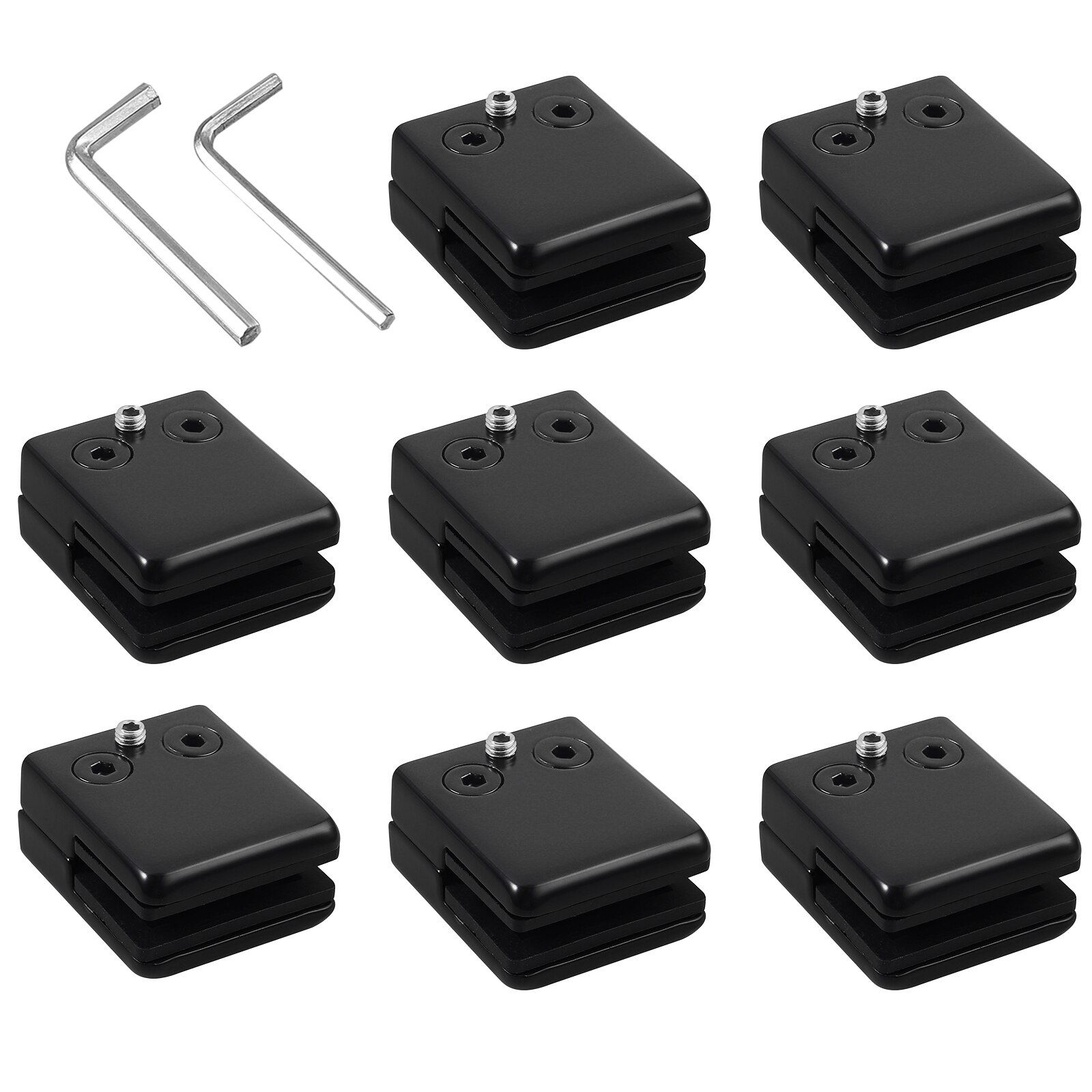Proster 8 Pcs Square Glass Clamp Black Spray Paint Balustrade Glass Clip Stand Holder Stainless Polished Finish Hardware Clamps