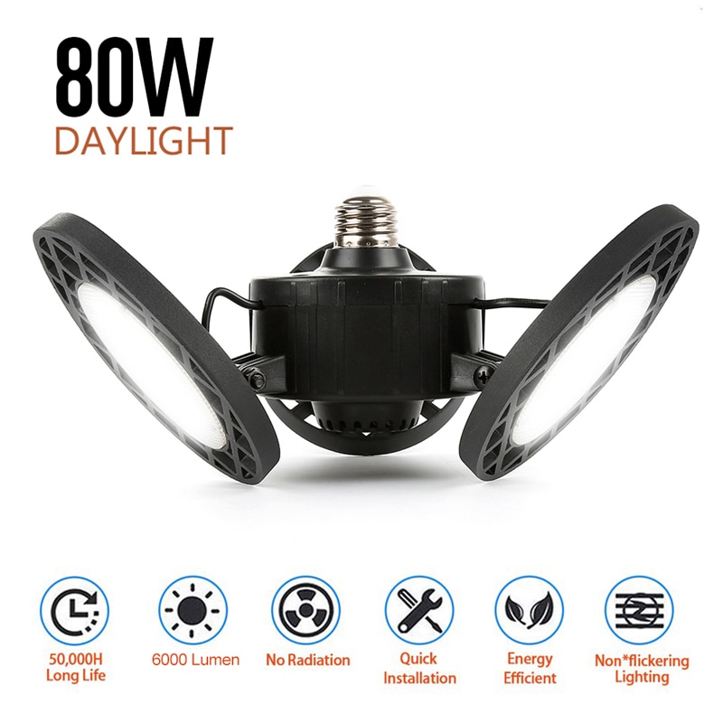 UFO LED Garage Lights Bulbs AC85-265V 60/80W E26 6000LM Utility LED Garage Lamp Workshop Warehouses Industrial Lighting